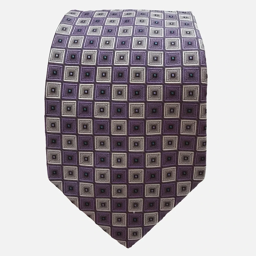 Jos A Bank Purple Silk Jacquard Necktie Tie 60